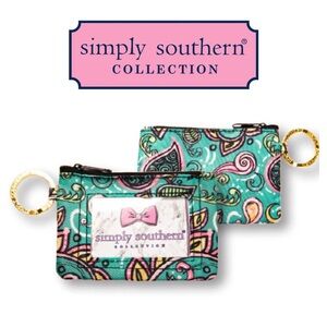 NWT Simply Southern Green Paisley Coin Purse Keychain with ID Window